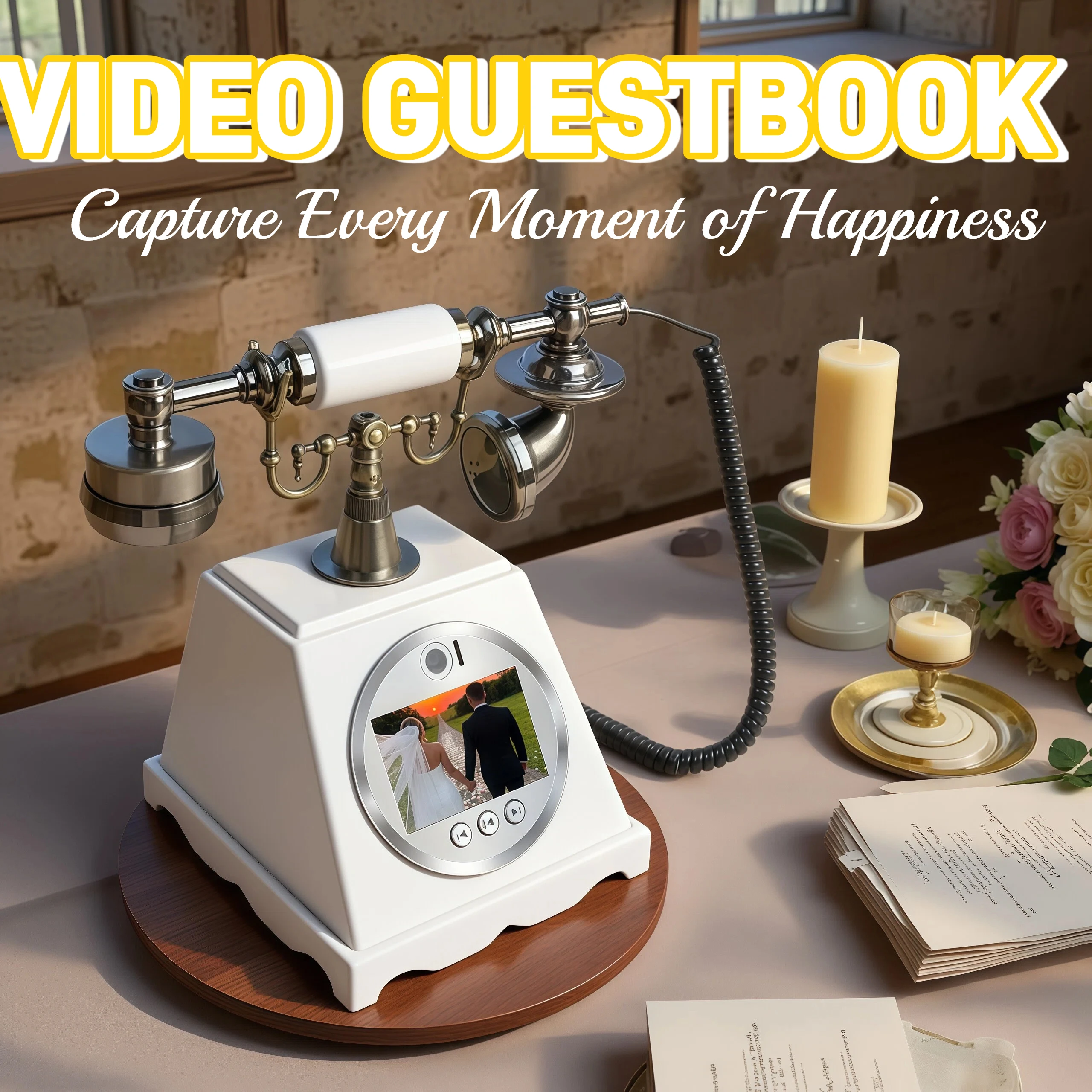 Voice Recorder Guestbook for Weddings Audio Retro Guest Book with Vintage Design Anniversary Keepsake Gift to Record Blessings