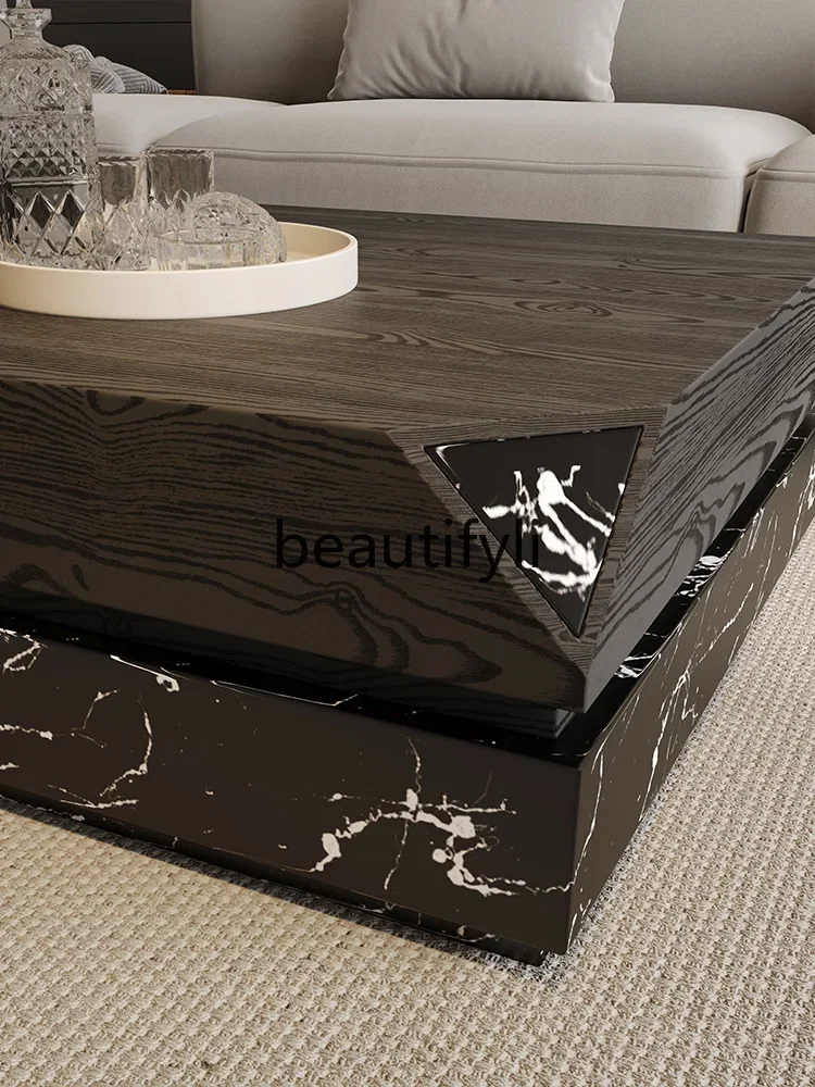 LXItalian minimalist marble coffee table combination designer landscape painting tea tableSSS