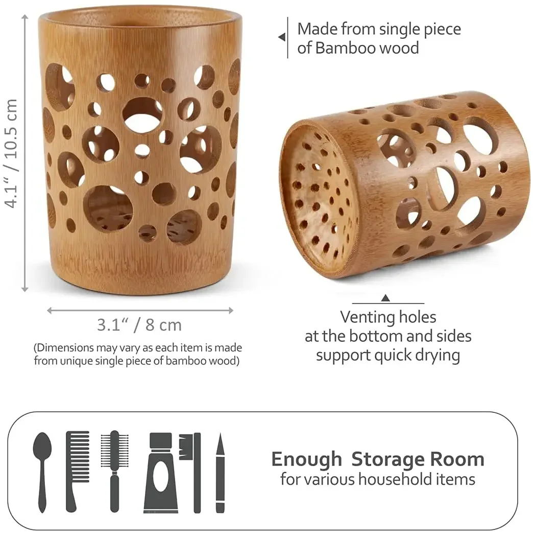 Bamboo Tube Toothbrush Cup Holder Drainage Air Circulation Toothbrush Holder Home Bathroom Offices Decor Supplies