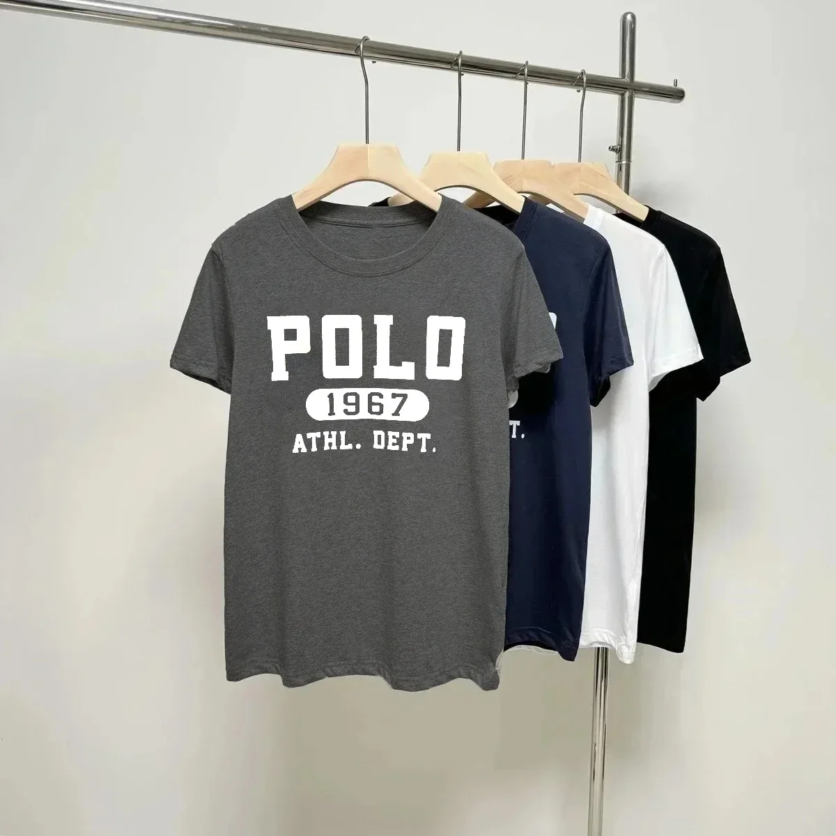 2025 موضة جديدة بولو 1967 رسائل تي شيرت مطبوع Harajuk الكورية ملابس شعبية قصيرة الأكمام Y2K الملابس بلايز المرأة