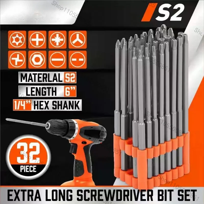 32PC150mm Electric Drill Batch Set Long Pole Batch Set 94283.1147g.22 * 13 * 6