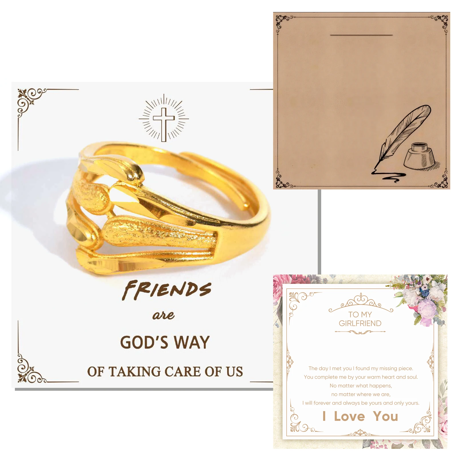 

Statement Band Ring for Women, Chunky Gold Plating Open Rings Hypoallergenic Jewelry for Daughter Best Friend Drop shipping