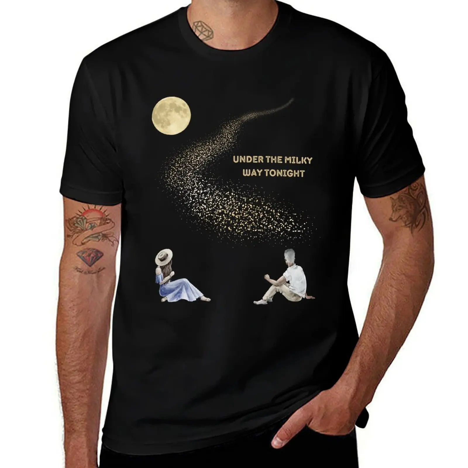 Under the milky way The Church Fan Art T-Shirt Retro Style Print Casual Top T-Shirt