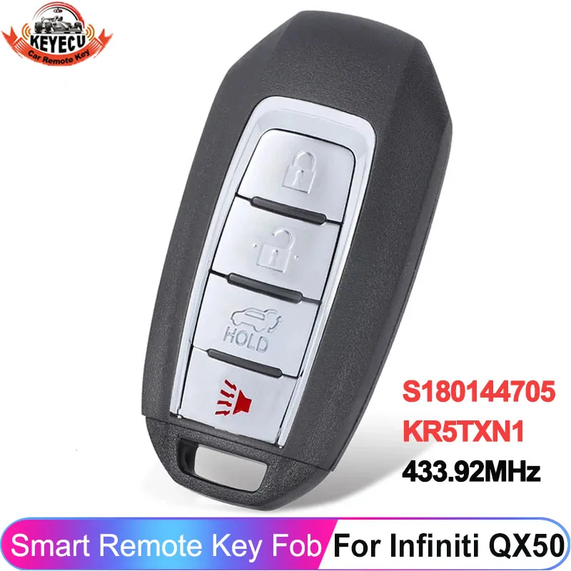 

KEYECU Continental: S180144705 FCC ID: KR5TXN1 For Infiniti QX50 2020 2021 Keyless Remote 433.92MHz 4A Chip Smart Key Fob