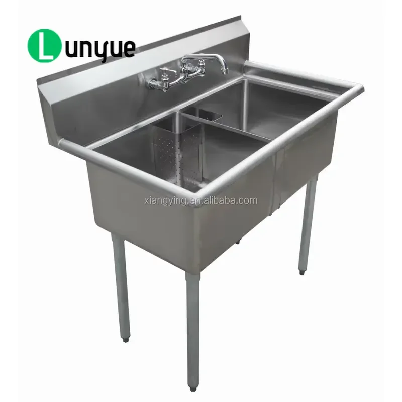 NSF Approved Stainless Steel Double Bowl Kitchen Sink With Or Without Drain Durable Commercial Grade Wholesale Price