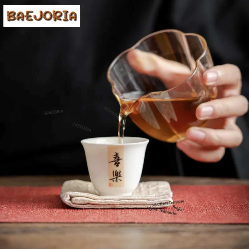 50ml White Porcelain Handwritten Calligraphy Teacup Zen Tea Bowl Jug Tea-tasting Personal Cup Jianzhan Master Cups Tea Services