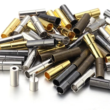 10pcs 가죽 코드 끝 캡 보석 만들기 2 3 4 5 6 7 8mm 끝 걸쇠 패스너 DIY 팔찌 목걸이 도매 찾기