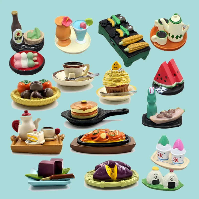 Simulación de comida para barbacoa, Decole de resina, sandía, cerveza, estatuilla en miniatura, Japón, Zakka, decoración del hogar, escena, artesanía, juguete, adornos de bonsái