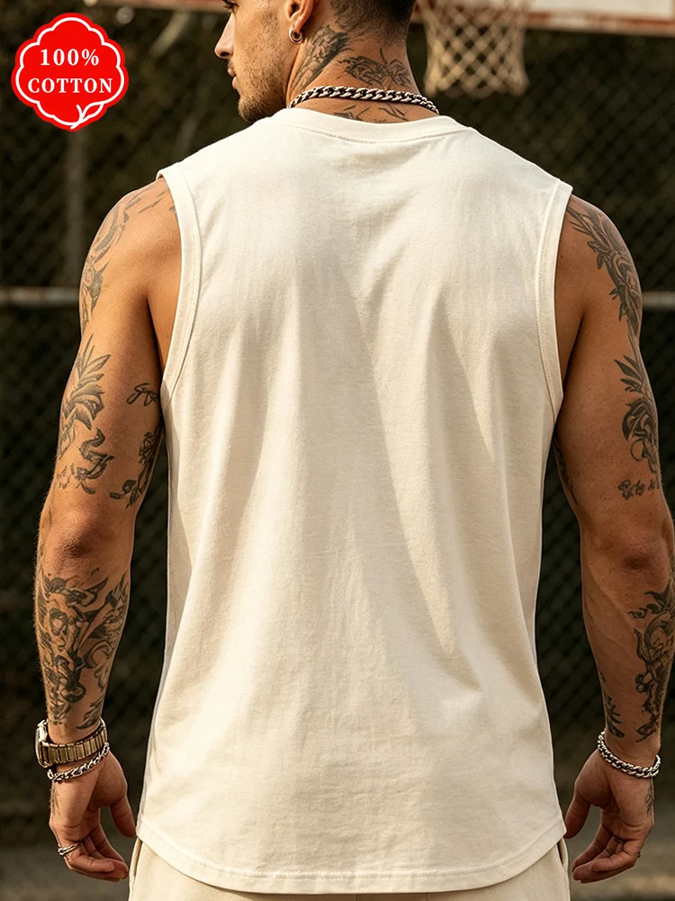 100% cotton men's summer sleeveless top Boston EST.1997 letter print tank top loose casual gym sport street fashion vest-T84