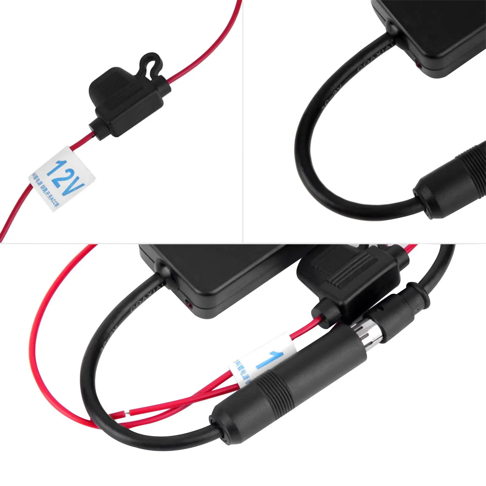 Car Stereo Antenna Signal Amplifier Adapter 33cm Copper Core Noise Reduction for Head Unit Radio Receiver Vehicle Marine Use