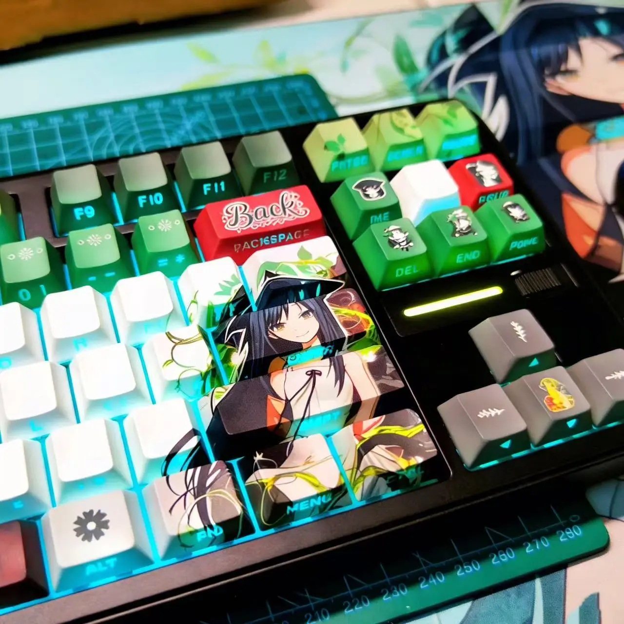 122 Keys Saya No Uta Saya Keycaps Game Chreey PBT Side Transparent Key Cap for Made68 Mad68 Wooting 60 Mechanical Keyboard