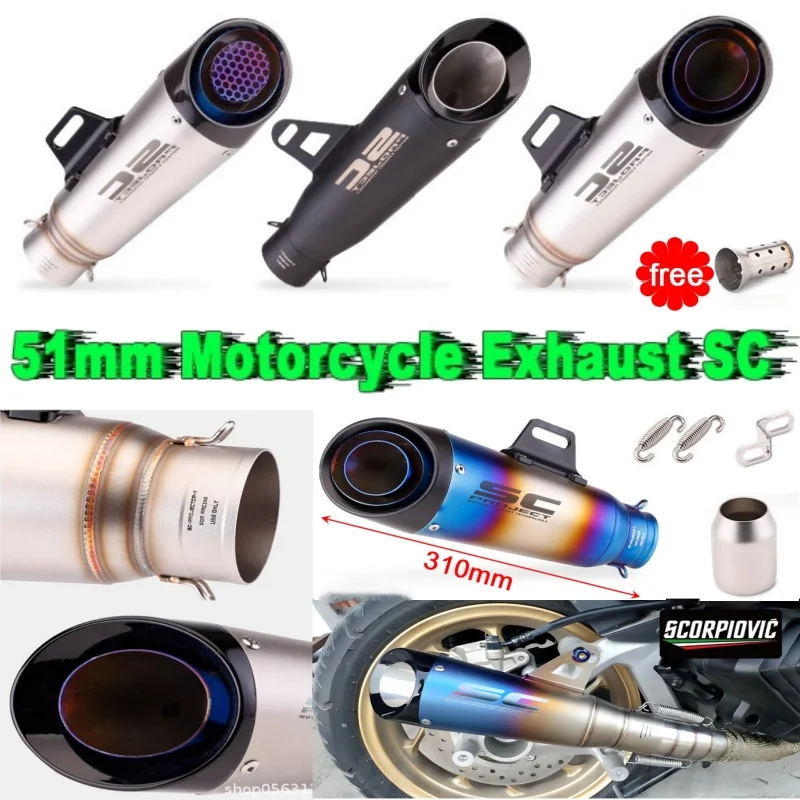 

51mm/60mm Double Layer Triple Layer Motorcycle Exhaust Pipe db Killer Motorcycle Exhaust Pipe Carbon Fiber Muffler Exhaust Pipe