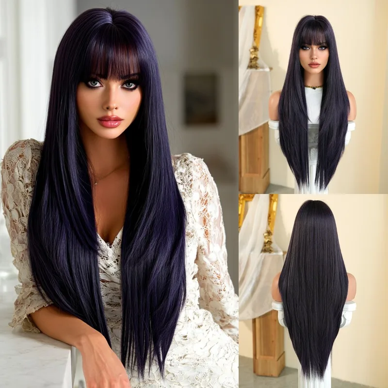 

Female Wig with Long Straight Hair, Straight Hair Wig,Cosplay Party Natural Wig, Suitable for Women To Use