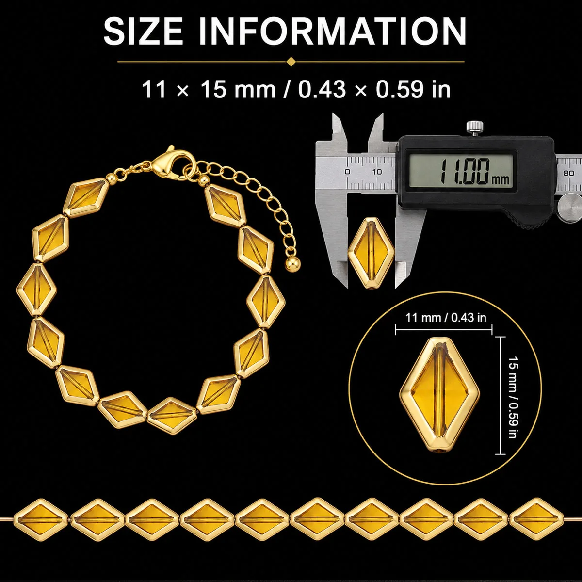 11x15mm 10/20/30Pcs Light Brown Rhombus Crystal Glass Loose Beads for Jewelry Making Bracelet Necklace Keychain DIY Accessories