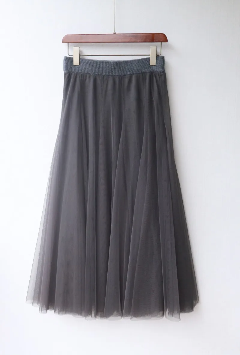 French Light Luxury and Elegant 100 Wool Three-layer Mesh Pleated Skirt Autumn and Winter Girlish Knee-length Wool Skirt