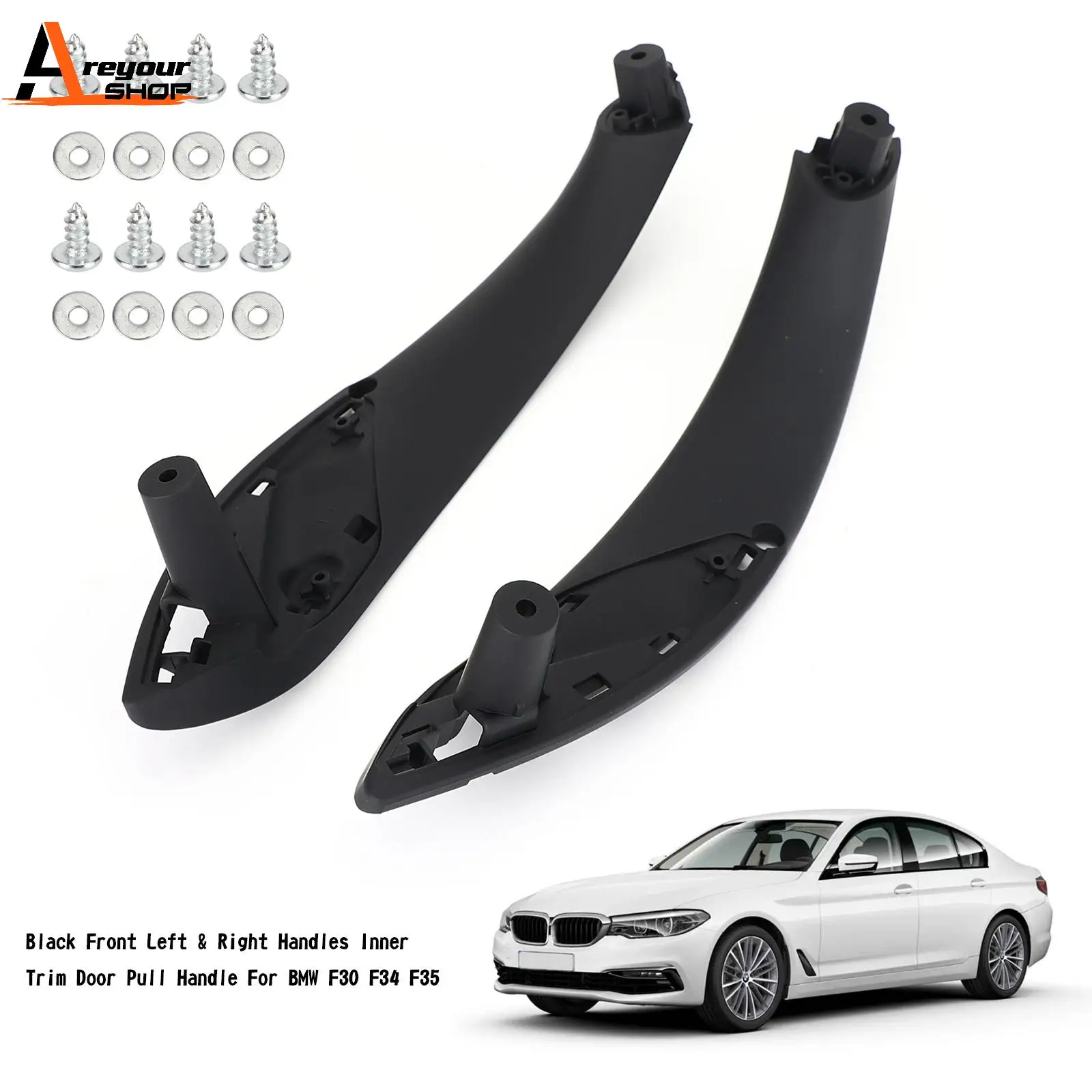 Areyourshop Black Front L+R Handle Inner Door Pull Handle For BMW F30 F34 F35 2013+ 51417279311 51417279312 Car Auto Parts