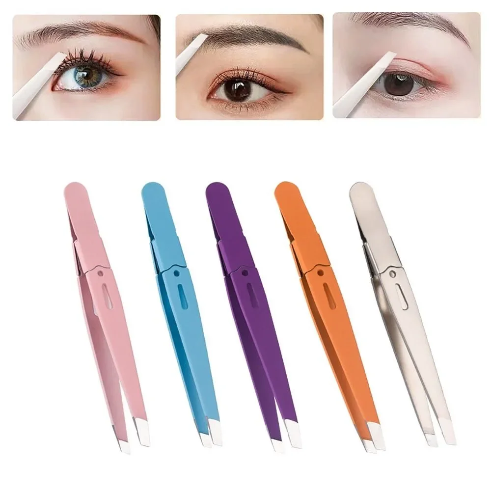 2PCS Stainless Steel Eyebrow Tweezer Multi-purpose Makeup Tools Eyelash Extension Clip Colorful Hairs Puller Facial Care