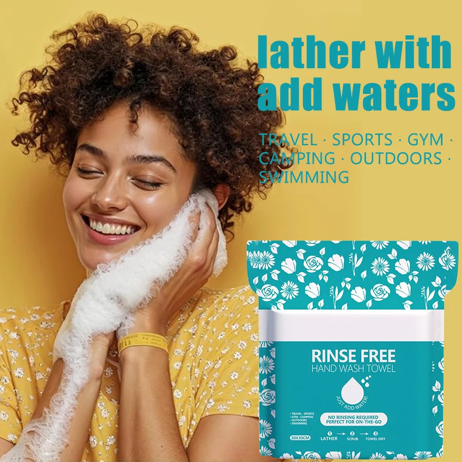 11.81In*11.81In 50Pcs Disposable No-Rinse Bath Towels, Just Wet, Lather, and Dry, Suitable for Travel, Outdoor Activities, Camping, Swimming, Fitness--25 Pieces Per Pack