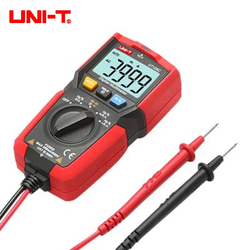 UNI-T UT125C Mini Pocket Digital Multimeter Temperature Tester Resistor Capacitor Frequency Diode NCV Test Low Voltage Display