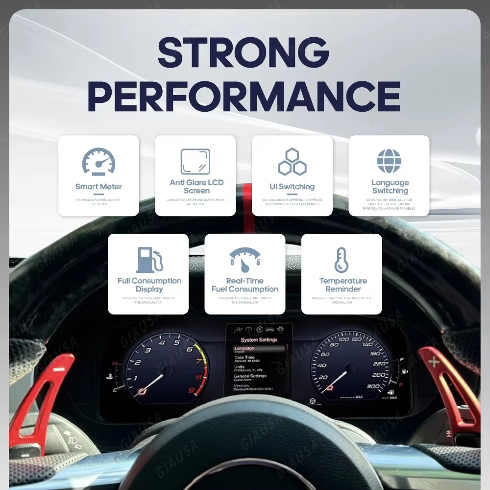 

12.3 Inch Ford Mustang 2015 2016 2017 -2022 Car Lcd Digital Cluster Virtual Cockpit Dashboard Instrument Speedometer Accessory