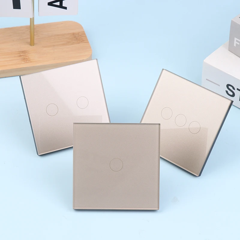 

Сенсорный выключатель 1/2/3Gang, 1Way Type-c, USB-розетки, выключатель света с розетками, стеклянная панель, золото