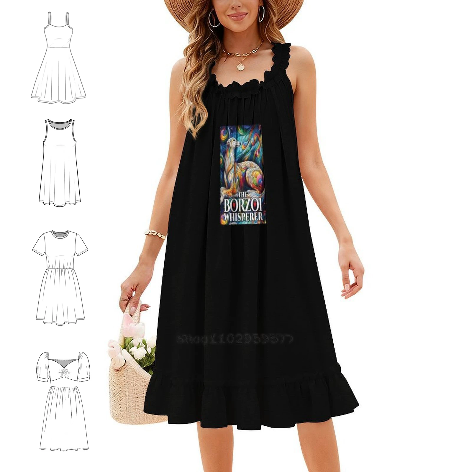 The Borzoi Whisperer. I Love Borzois. Bohemian Sleeveless Dress Multi-Print Beach Vacation Party Dress Borzoi Borzoi Dog Best