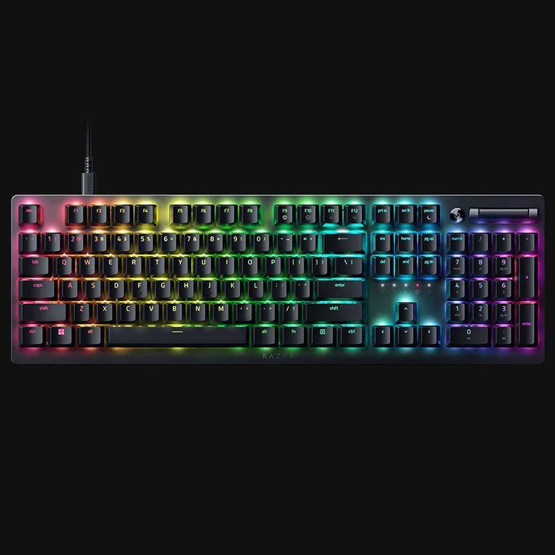 لوحة مفاتيح Razer DeathStalker V2 سلكية للألعاب لوحة ألومنيوم متينة-متعددة الوظائف زر الأسطوانة والوسائط-Chroma RGB