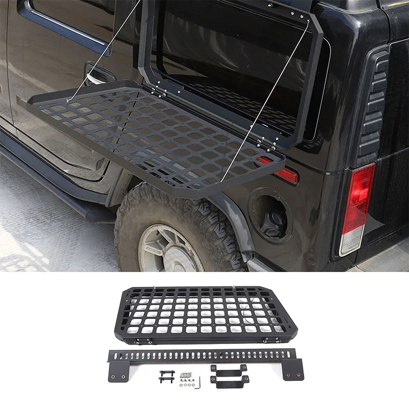 

For Hummer H2 03-09 Aluminum Alloy Black Car Rear Window Glass Folding Storage Shelf Tailgate Table Armor Shelf Car Accessories