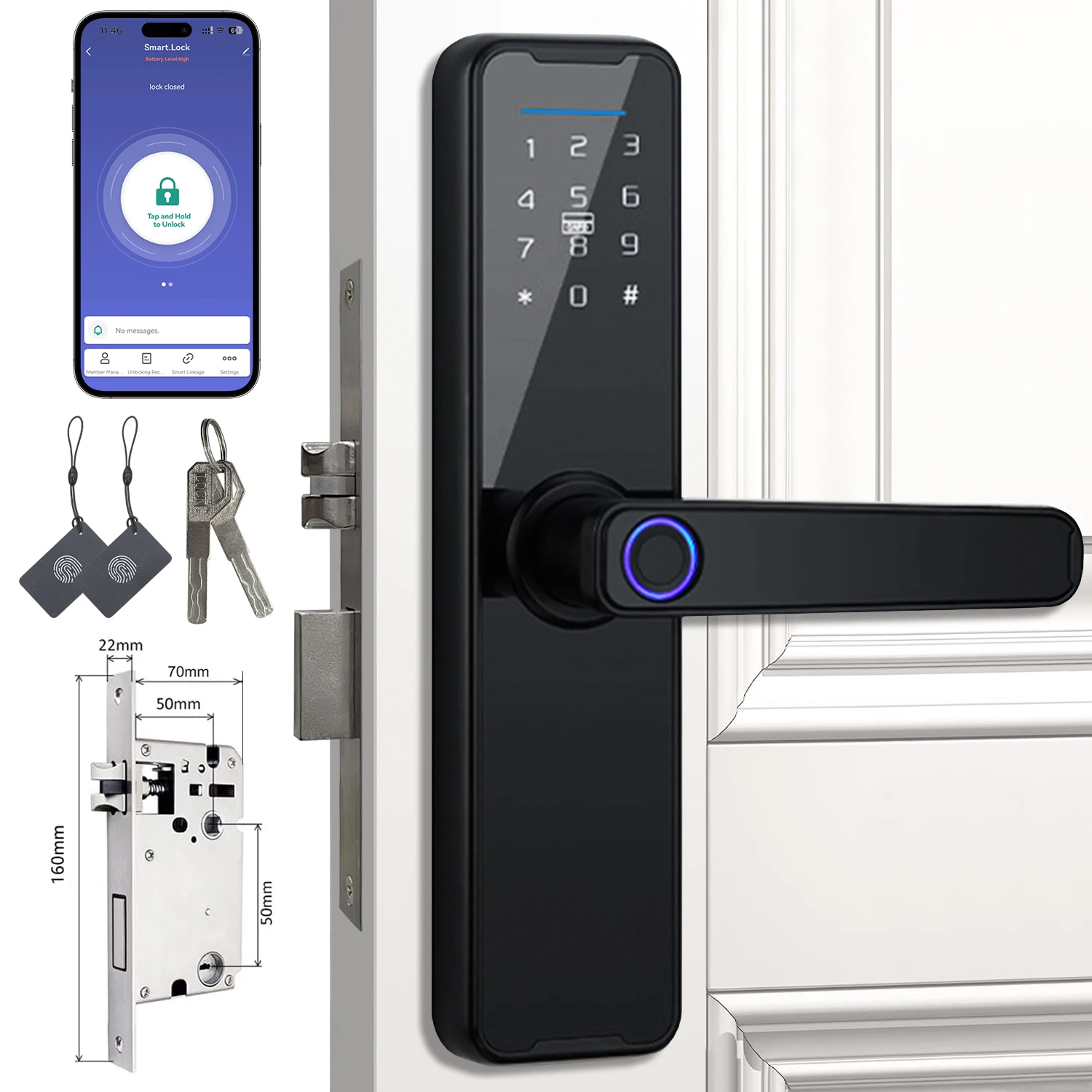 

Promotional Price TUYA WiFi Home Biometric Bingerprint/Password/Key/Electronic Smart Door Lock