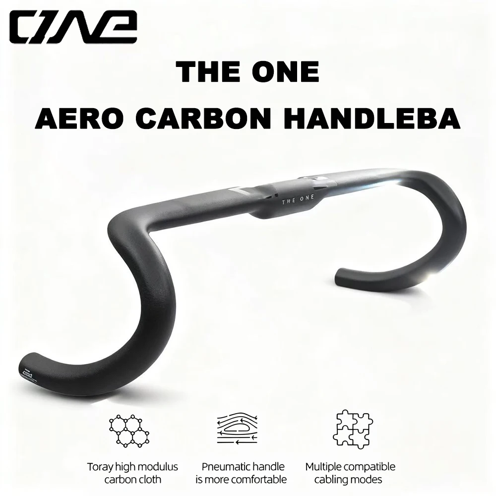 Carbon Gravel Handlebar THE ONE Aero Lightweight 260g, Comfort Design for Multi Cable, 31.8mm Clamp 64mm Reach Upgrade Your Bike