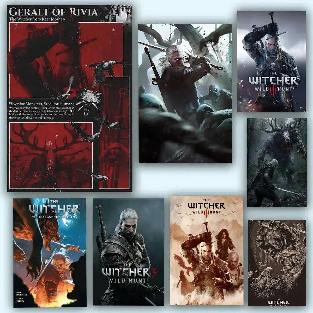 2025 The W-WitcherS 3 Wild Hunt Game Posters Self Adhesive Waterproof Ideal For Living Room Bedroom Bar Decoration