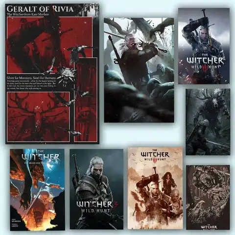 2025 The W-WitcherS 3 Wild Hunt Game Posters Self Adhesive Waterproof Ideal For Living Room Bedroom Bar Decoration