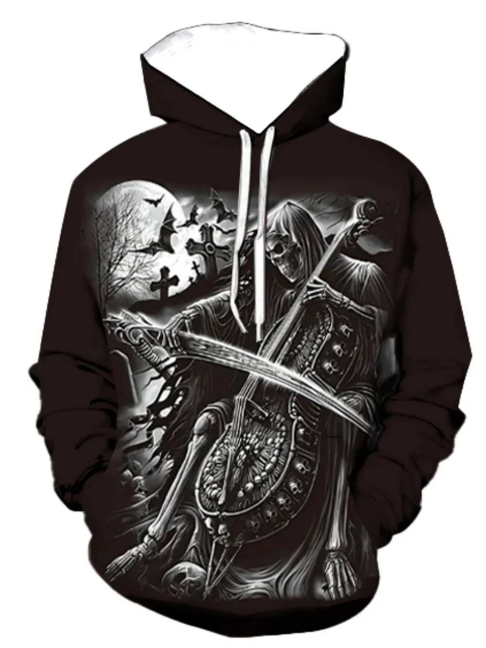 

3D Heavy Metal Skull Print Hoodie Sweatshirt Punk Ryock Men's Casual Party Short Sleelkve New Trends Men's Fashoiion Streetwelka