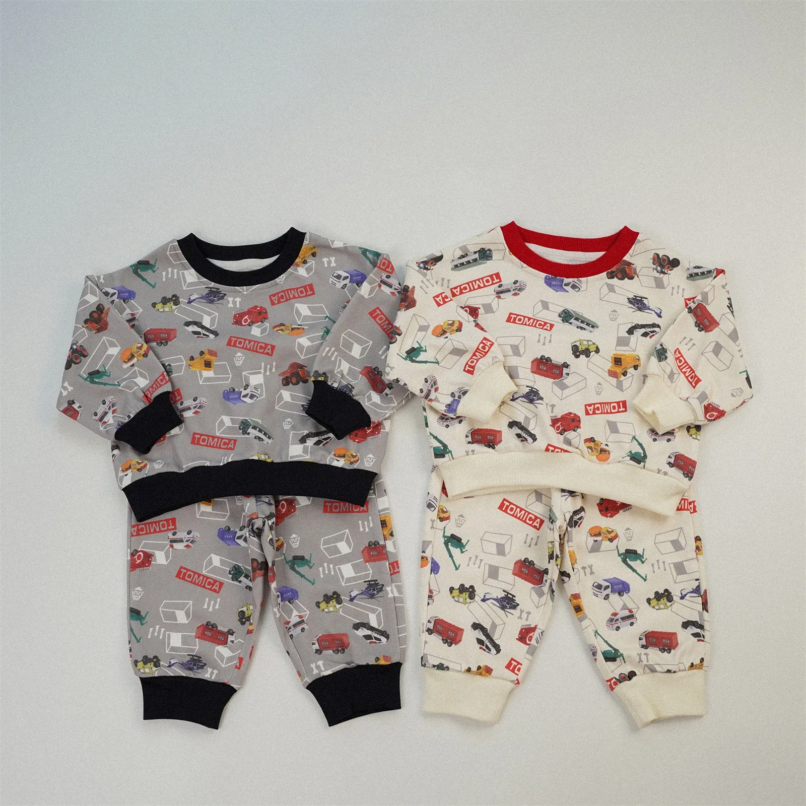 

Japanese Style Boys' Tomica Car Print Autumn Clothes Set Outfit 100% Cotton Hoodie+Sports Pant Girl Toddler Hippop Fashion Kids