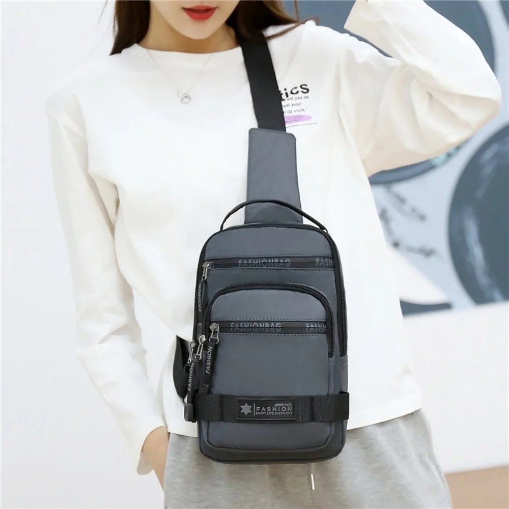 

Portable Multi Pockets Men Chest Bag Shoulder Bag Cloth Sports Message Bag Multifunction Solid Color Crossbody Bag Outdoor