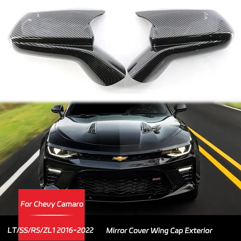 

Rearview Side Mirror Cover Wing Cap Exterior Door Rear View Case Trim For Chevy Camaro LT/SS/RS/ZL1 2016-2022 Carbon Fiber Look