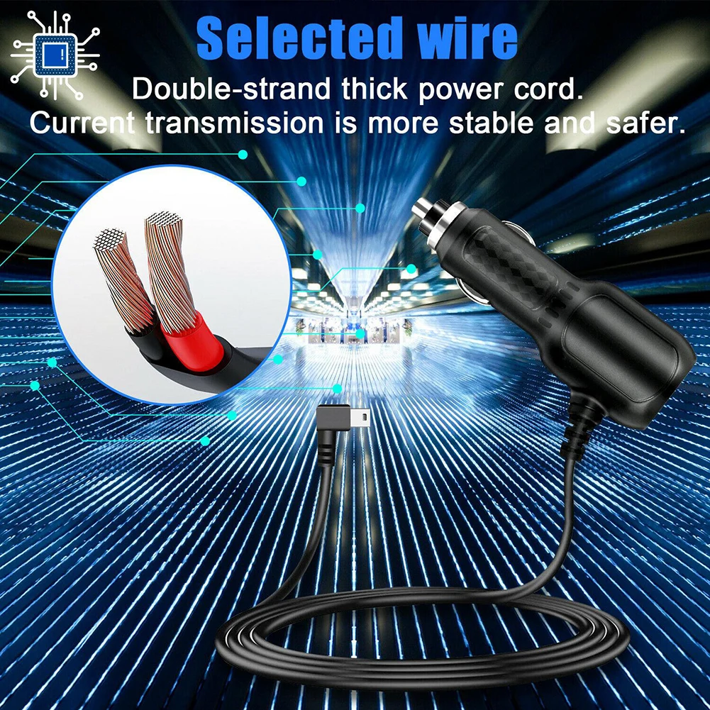 Brand New Dash Cam Car Charger ABS Mini USB 3.5A 5v Blue LED Light Fire Resistant ABS Multi-function 12v - 24v