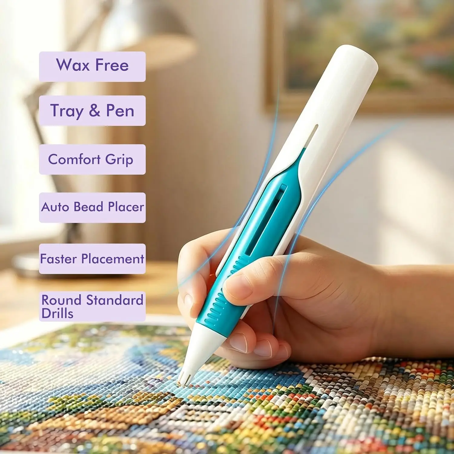 Beadblitz Diamond Art Pen Dispenser, Automatic Diamond Painting Bead Dispenser, Ergonomic Diamond Art Stylus Pen, Pick up Tool