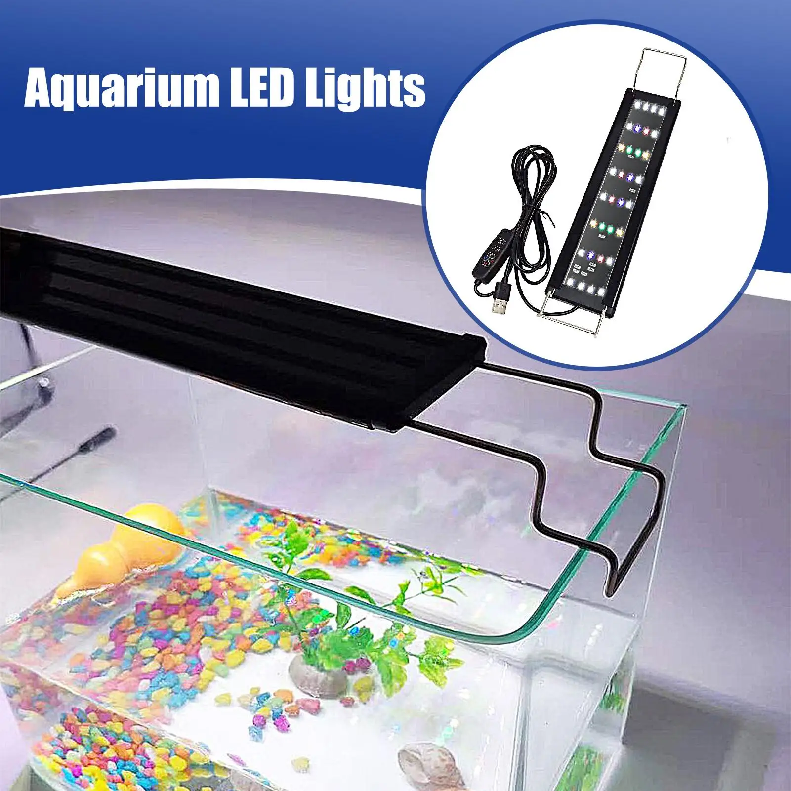 LED Light For Aquarium Full Spectrum Aquarium Plant Light Fish Tank Lighting With Adjustable 10-Level Brightness For Living Room