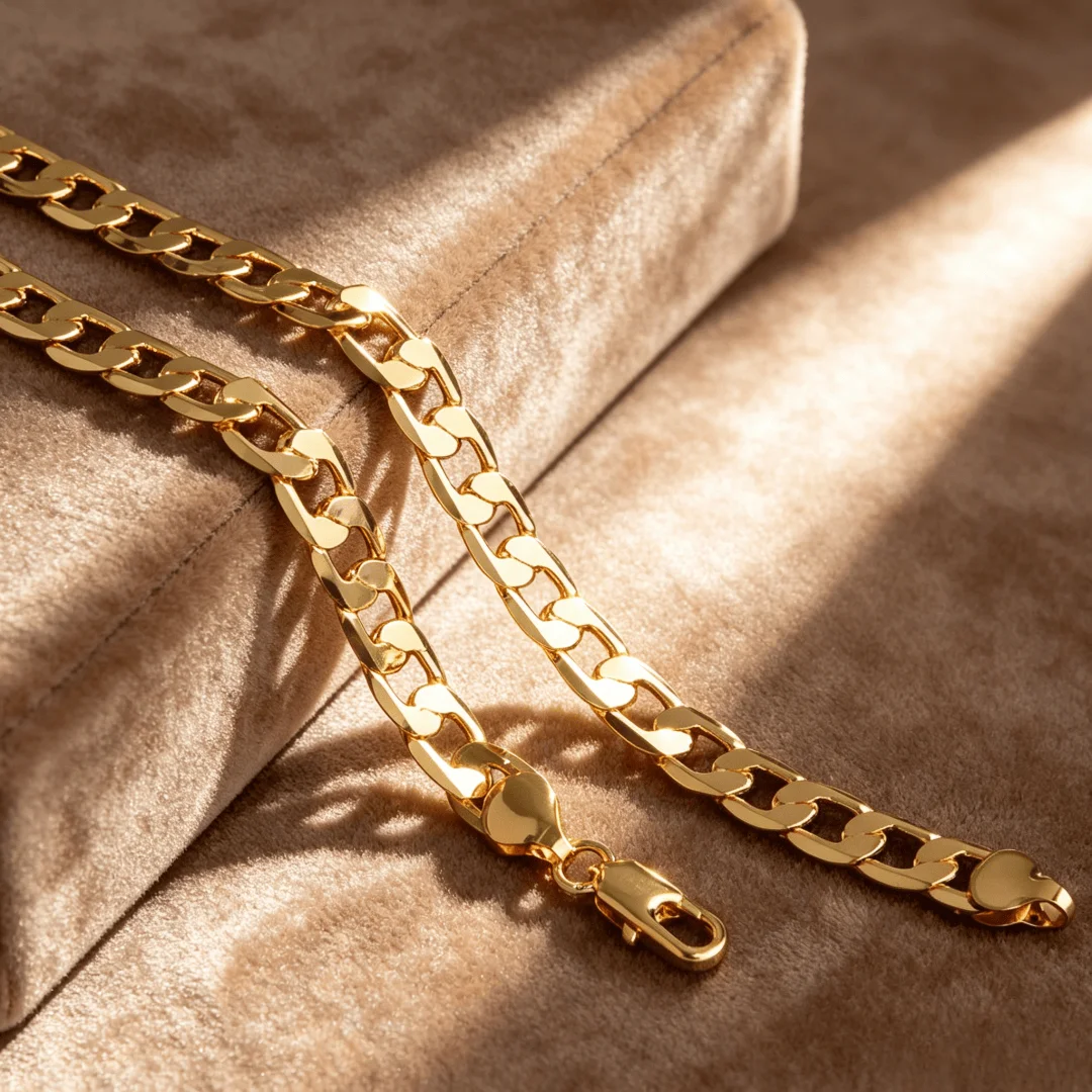 Noble 18K gold Plated Gorgeous 8MM sideways chain Necklace for Men high quality Jewelrys Gifts Hip-hop accessories wedding gifts