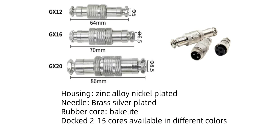 GX12-Stecker, GX12-Luftfahrtstecker, M12-Luftfahrtanschluss, 2-7-adrig, Durchgangsstecker – Detail 2