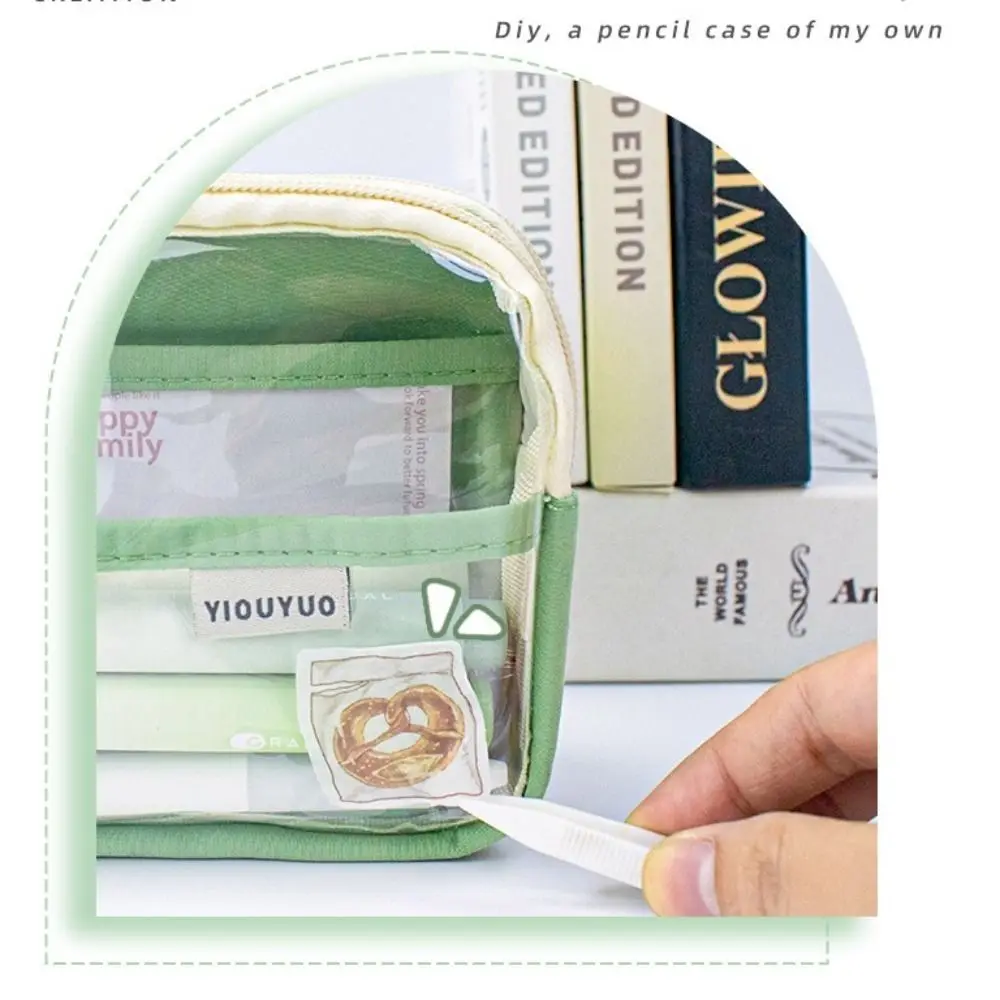 5 Grid Transparent Pencil Case DIY Large Capacity Transparent Pen Bag Macaron Kawaii Stationery Box Office School Supplies