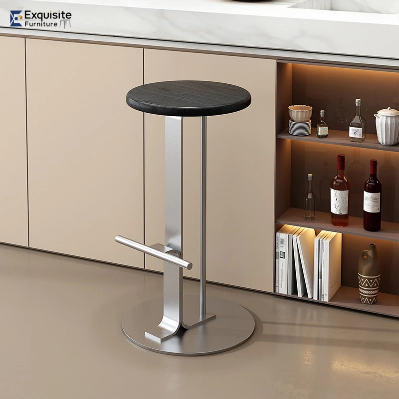 Simple Iron Silver Bar Chairs Design Steel High High Quality Kitchen Bar Stools Nordic Modern Metal Banqueta Home Furniture