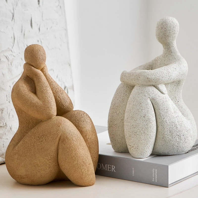 

Абстрактная сидящая фигура, предметы домашнего декора, скульптуры, минималистичные художественные статуи из смолы, украшение интерьера, акцентные украшения для рабочего стола