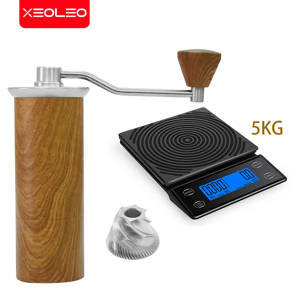 

XEOLEO Manual Coffee Grinder 25g Aluminum Portable Grinder Espresso Maker With Electronic Digital Kitchen Coffee Scale