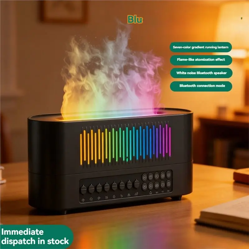 Aroma Diffuser Flickering Flame 260Ml With Bluetooth Speaker Essential Oil Diffuser White Noise Speaker& Humidifier A-A54Q