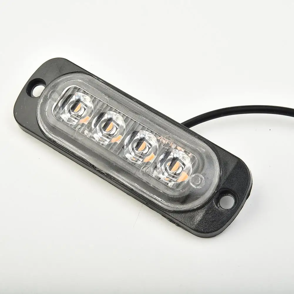 12-24V 12W LED Light Bar โคมไฟทํางานขับรถหมอกไฟ 4LED สีเหลืองรถบรรทุก Van Bar Off-road การจราจร 12V 24V ไฟรถ