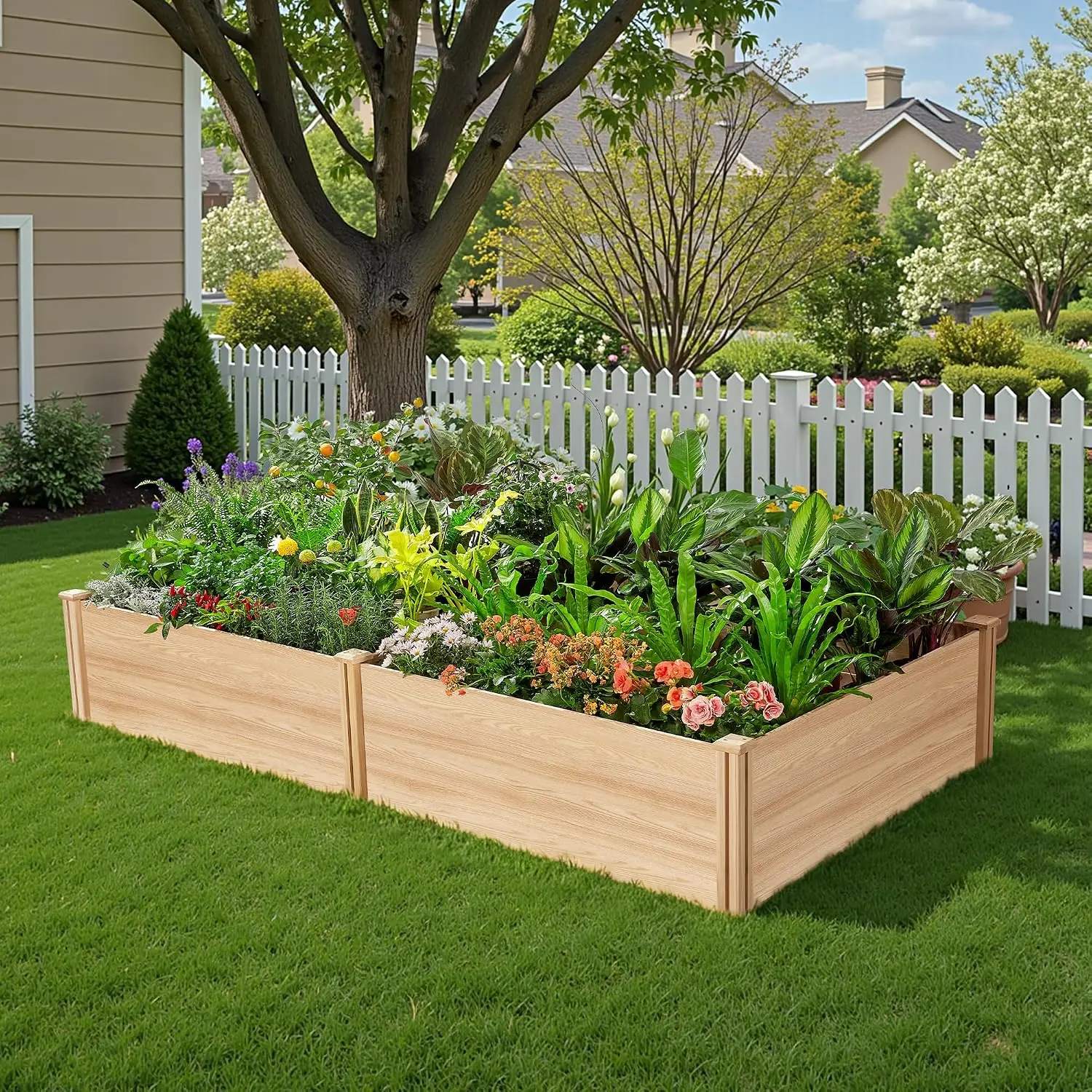 8x4 Ft Wood Raised Garden Bed, 15 Inch Deep Planter Box, Customized