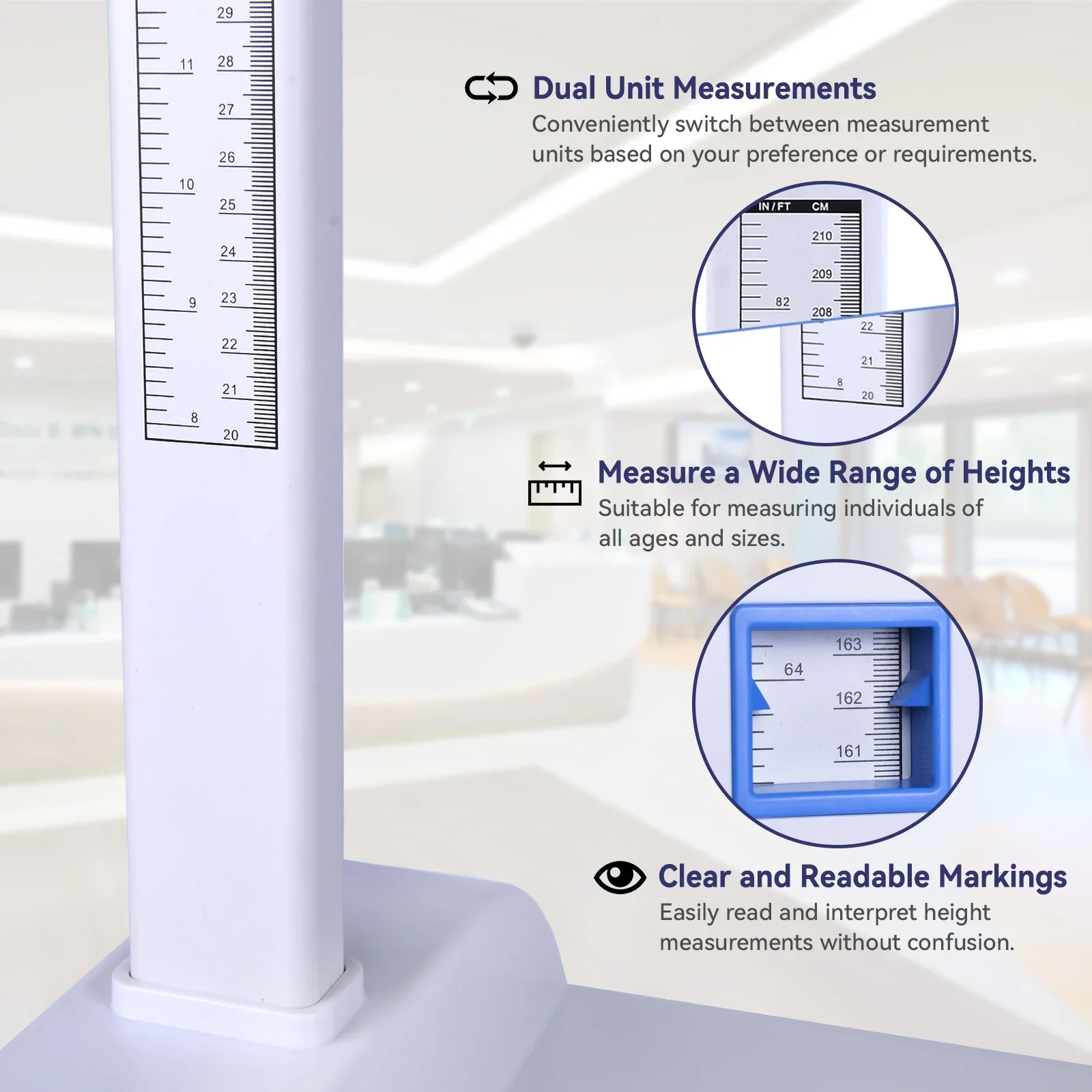 Professional Portable Stadiometer - Adjustable 20-210cm Dual Scale Wall-Mounted Height Rod | Medical-Grade Accuracy
