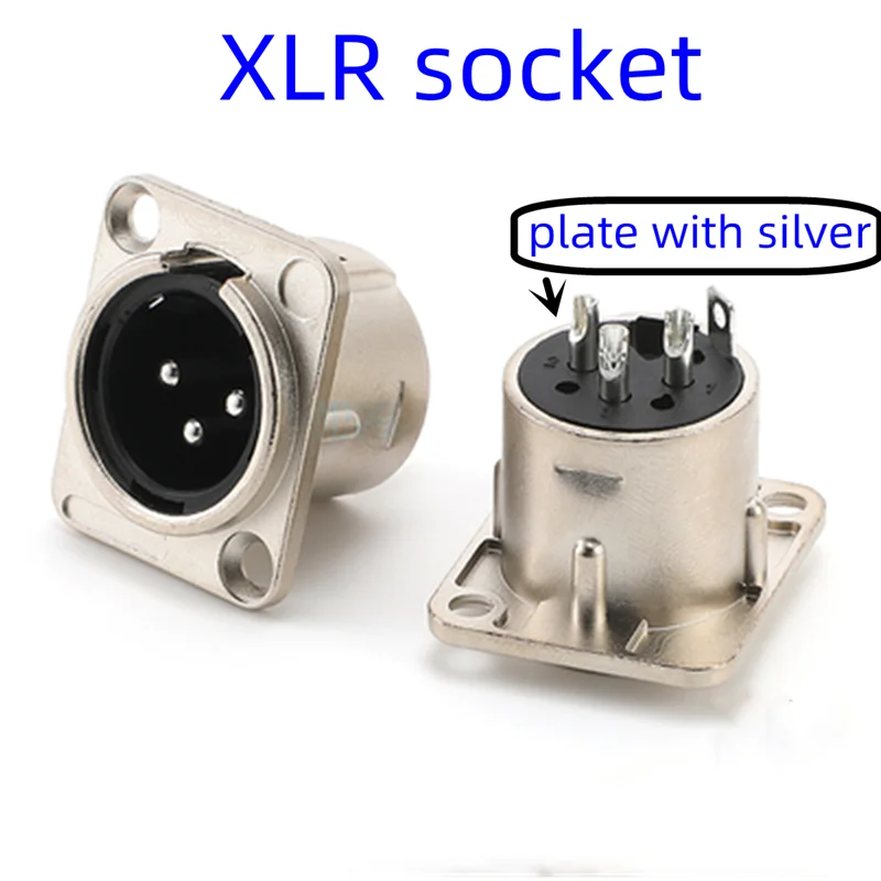 One 3-core Metal XLR Black Silver Gold Plated pin is used for microphone Male Plug and Female Socket